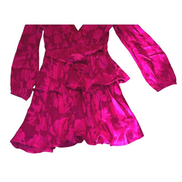 Band of the Free NWT Kiss Me Fuchsia Peplum Mini Dress Sz Medium Fuschia Pink - Picture 12 of 14